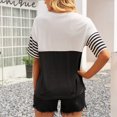 thumbnail image 3 of Minnieouse Camisa de manga corta con cuello y estampado de rayas para mujer Prendas para la parte del cuerpo negro M Minnieouse AP001245-02, 3 of 6
