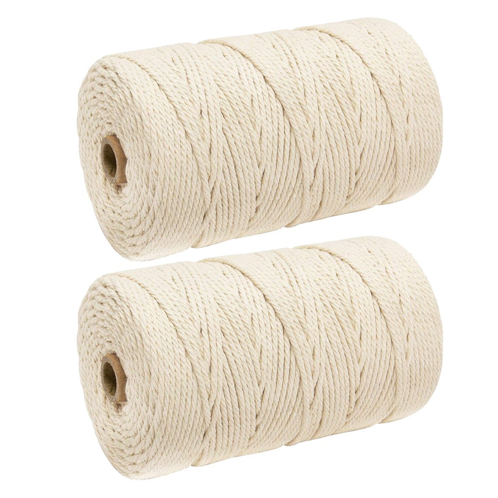 MT Craft Supplies Macrame Cord 3mm x 110 Yard 3 Strand Twisted Soft Natural Turkish Cotton Cord for Wall Hanging Knitting Plant Hangers Crafts Dream Catchers Decorative Projects Beige 