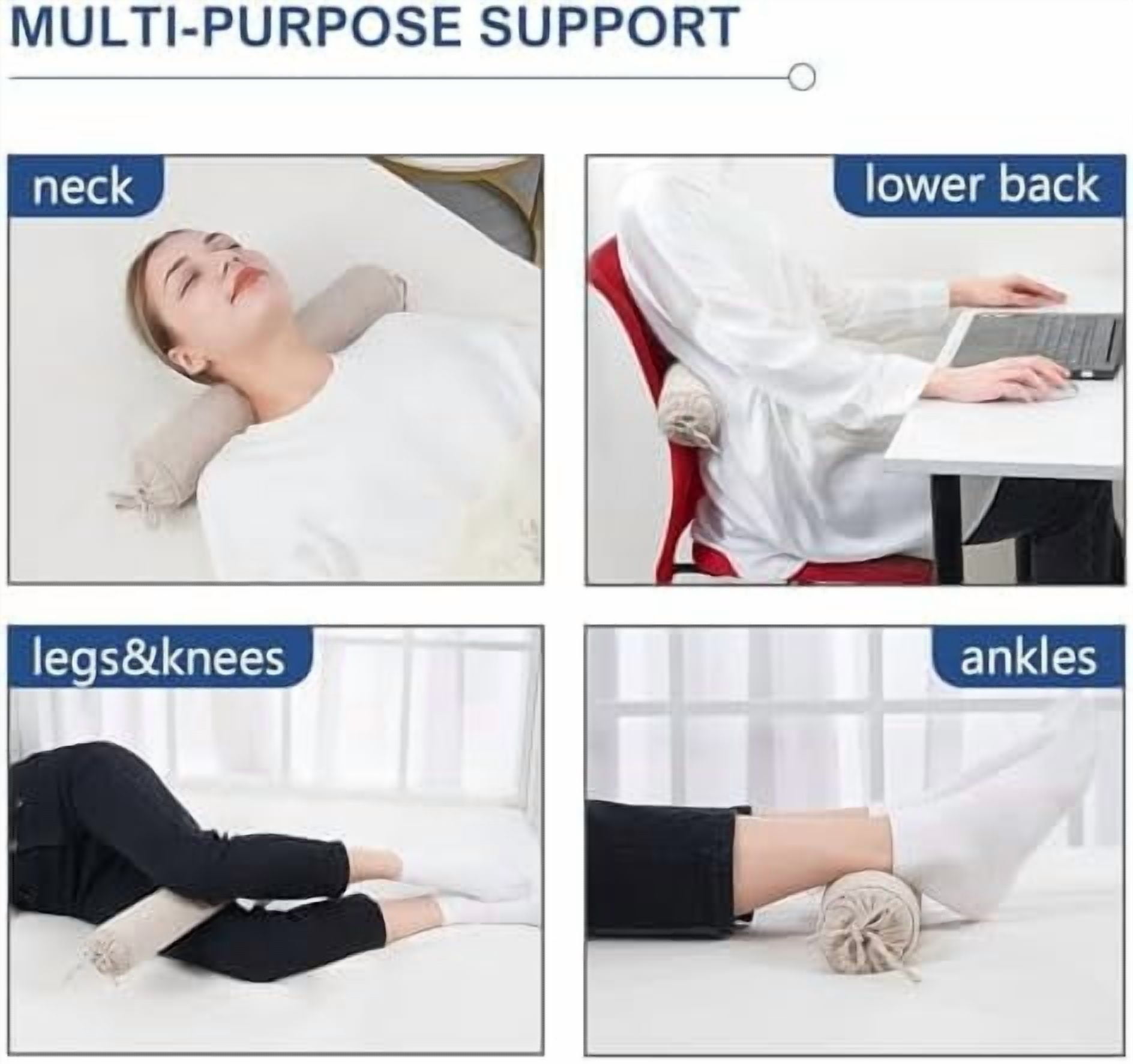 Buckwheat Pillow for Sleeping 3" x 16" Organic Cotton Adjustable Firm Cervical Roll Bolster Cylinder Recliner Neck Roll Pillow for Sleeping Pain Relief Round Neck Support Lumbar Bed Legs Back Yoga