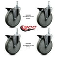 thumbnail image 2 of 6 Inch Gray Polyurethane 12MM Threaded Stem Caster Set with Brake, 2 of 2