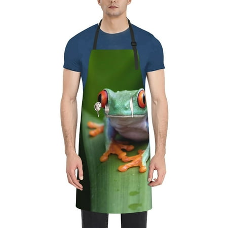 

Goofa Red-Eyed Tree Frog Printed Waterproof Apron 33 Chef Aprons for Men Heavy Duty Chemical Work Apron Adjustable Bib Apron