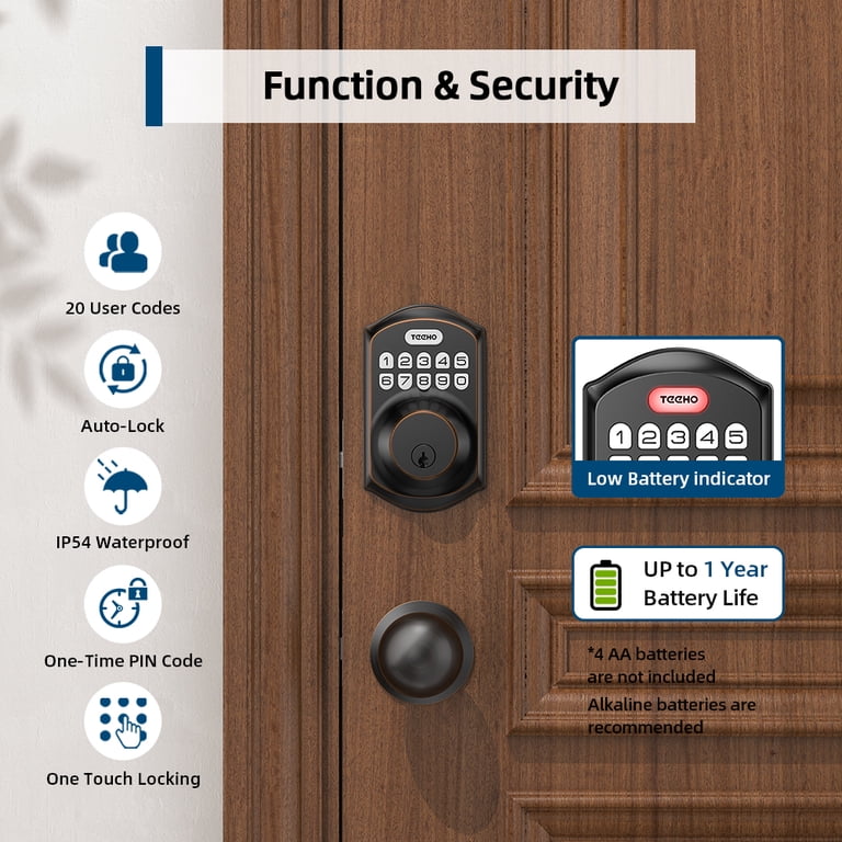 Hornbill WiFi Smart Deadbolt Door Lock – Fingerprint, Keypad, IC Card, App Control, Alexa/Google Home, Auto-Lock, Remote Access, 300+ Users