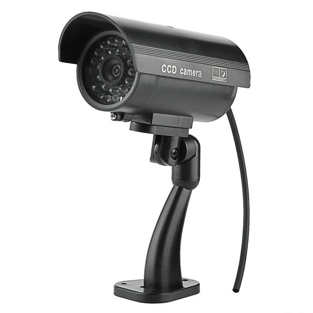 Cámara De Seguridad Falsa Con LED Rojo Intermitente - Solar Y Pilas, Aspecto Real, Disuasión Para Interior/exterior
