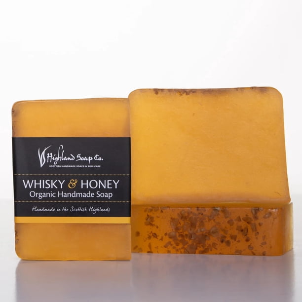 The Highland Soap Company Barra de jabón de glicerina con aceite vegetal orgánico escocés hecho a mano, whisky y miel, 5.3 oz (paquete de 1)