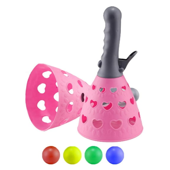 CSCHome Kids Docking Racket Playset Parent-Child Interactive Fun Toy (Pink Racket + 4 Balls)