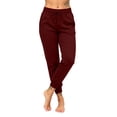 thumbnail image 2 of TEAJOPSUU Womens Jogger Sweatpants Drawstring Elastic Waist Tapered Trousers with Pockets Casual Lounge Athletic Wear Burgundy, 2 of 8