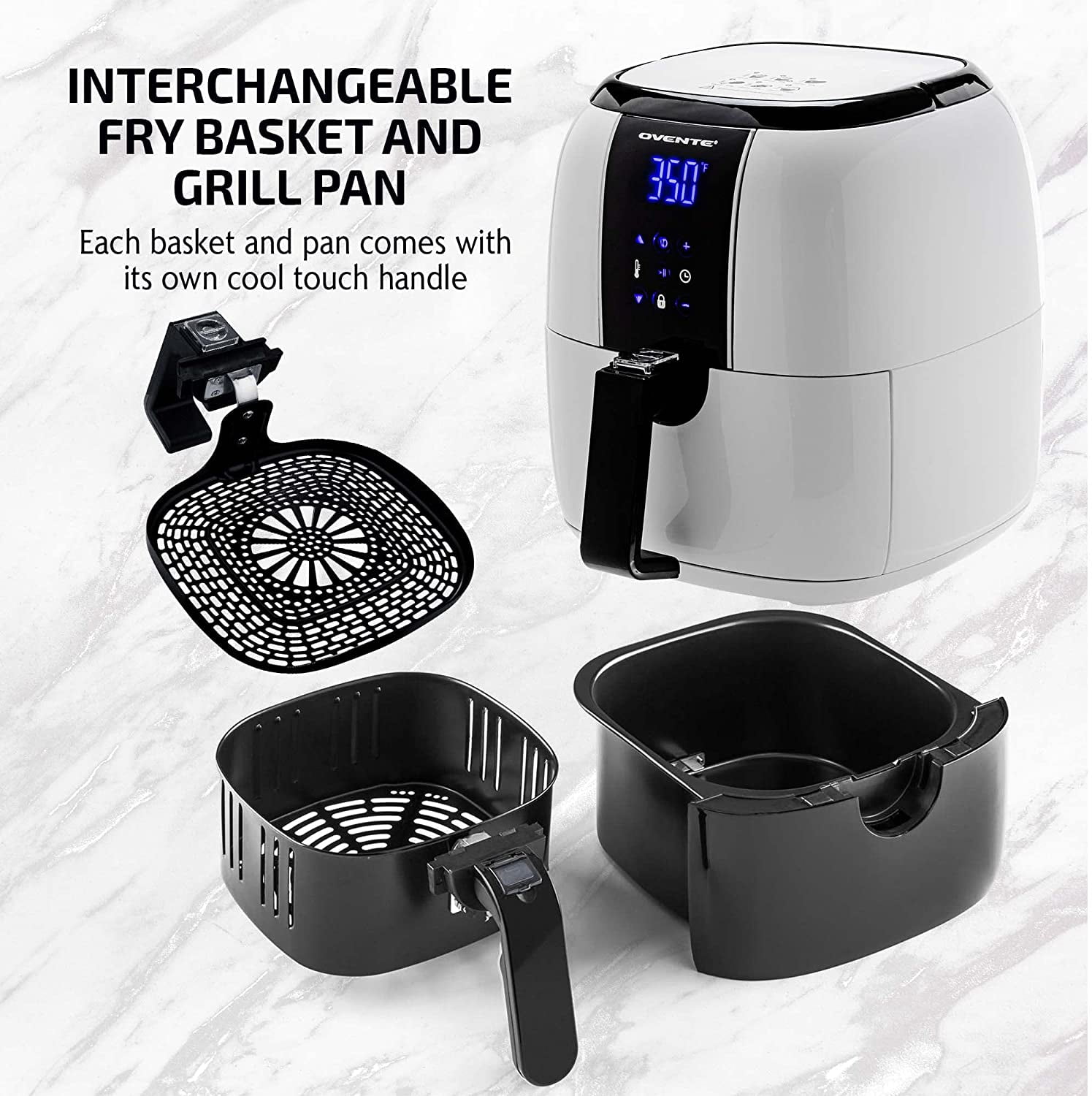 Compact Air Fryer 3.2 Quart Digital LED Touch Screen Auto Shutoff Non-Stick Basket Healthy Oilless Cooking White FAD61302W