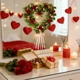 thumbnail image 3 of 1 Pcs Heart Shaped Rose Wreath, Vintage Art Simulation Rose Flowers Wreath Heart-Shaped Garland Handmade Floral Artificial Simulation Peony Flowers Garland Wreath for Home Wedding Decoration, 3 of 7