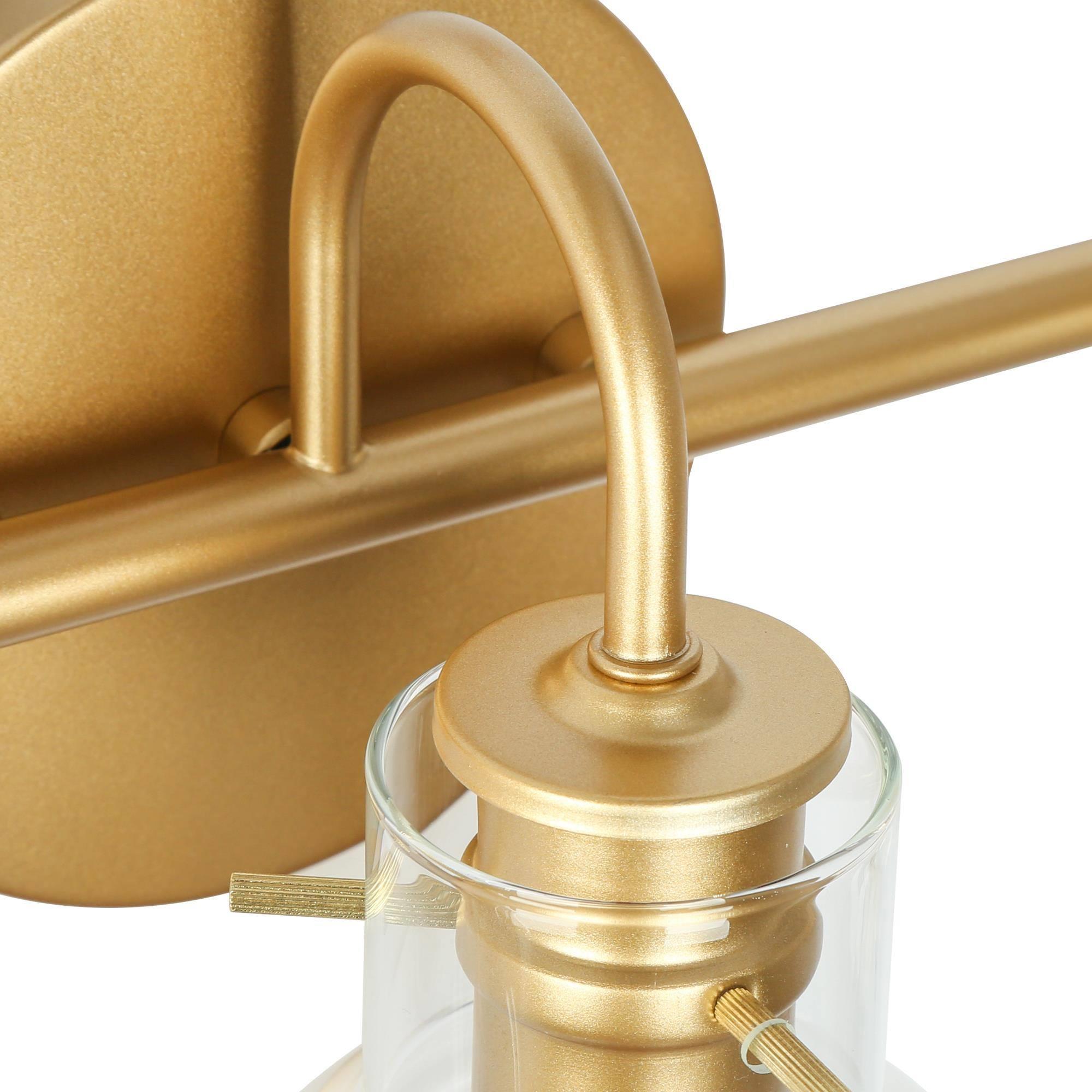 LNC 5-Light Gold Round Clear Glass Modern Bathroom Vanity Lighting Fixutre,25.5"Lx9"Hx7"D