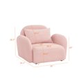 thumbnail image 7 of Soft Teddy Velvet Fabric Upholstery One Seat Lazy Sofa with springs and sponge, Cozy Loveseat with Curved Armrests and Backrest, Fashionable Durable Easy Assembly with 1 Toss Pillows, Pink, 7 of 7