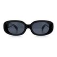 thumbnail image 4 of Womens Metal Chain Jewel Arm Oval Rectangle Mod Plastic Sunglasses Black Grey - Black, 4 of 7