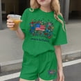 thumbnail image 2 of Odeerbi Kids Teen Girls Independence Day Outfit Patriotic Print Short Sleeve T-Shirt with Shorts 2-Piece Set, 2 of 6