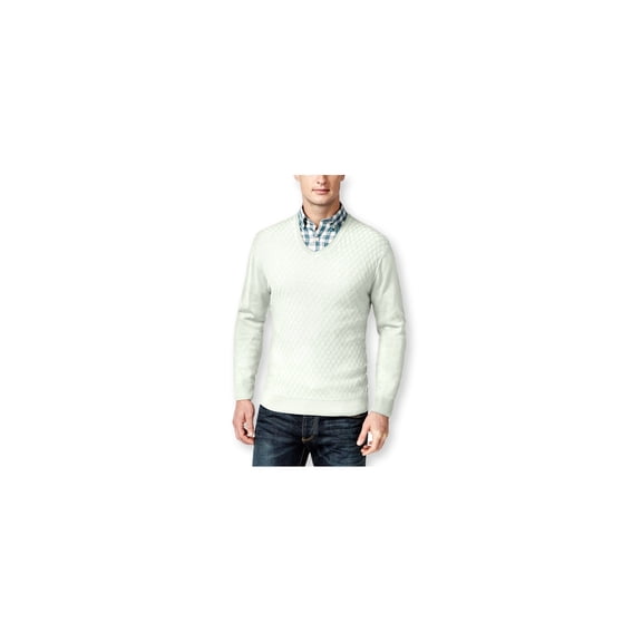Club Room Mens Diamond Knit V-Neck Pullover Sweater, Beige, X-Large