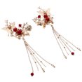 thumbnail image 3 of 1 par de clips de pelo vintage de estilo chino tassel de metal barrettes cabello para bodas, 3 of 7