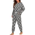 thumbnail image 2 of SCRAWLGOD Polka Dot Gray 2 Pack Long Sleeve Pajamas for Women with Pockets Fall Casual Pajamas Set Soft Pullover Round Collar Sleepwear Lightweight Pjs Set, L, 2 of 7