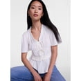 thumbnail image 4 of Scenario Women's and Women's Plus Textured Tie Front Top, Sizes XS-4X, 4 of 5