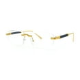 thumbnail image 4 of Rimless Hustler Retro Gangster Rapper Rectangle Luxury Fashion Eyeglasses Gold Black, 4 of 8