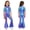 Blue, variant on Girls Sparkly Flared Pants Jumpsuit Tassels Cutout Shoulder Back Zipper Bodysuit for Disco Dance Party Hot Pink 16