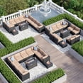 thumbnail image 6 of Aoxun 12 Piece Patio Furniture Set with 44” Fire Pit Table Wicker Rattan Patio Sectional Sofa Set Outdoor Seating Furniture with Thickened Cushion, Beige, 6 of 7
