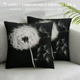 thumbnail image 3 of Nawypu  Dandelion Throw Pillow Covers Black Cushion Cover Monochrome Dandelions with Seeds Blowing in The Wind Fluffy Pattern Design Pillow Slips for Sofa Couch Decor, 3 of 5