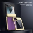 thumbnail image 3 of ELEHOLD Case for Samsung Galaxy Z Flip 6, Shockproof Hard PC Frosted Back Case with Hinge Protection & Built-in Screen Protector,Purple, 3 of 9