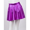 thumbnail image 5 of Moggemol Kids Girls Glossy Metallic A Line Mini Skort Skirt for Skater Scooter Dance Gymnastics Purple 10, 5 of 7