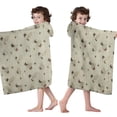 thumbnail image 4 of Beige Leaf Butterfly Pattern Hooded Bath Towel，50"x30" for Ages 3 To 12 Kids, Quick Dry Lightweight Soft Microfiber Hood Beach Towel Cover Up for Kids, 4 of 7
