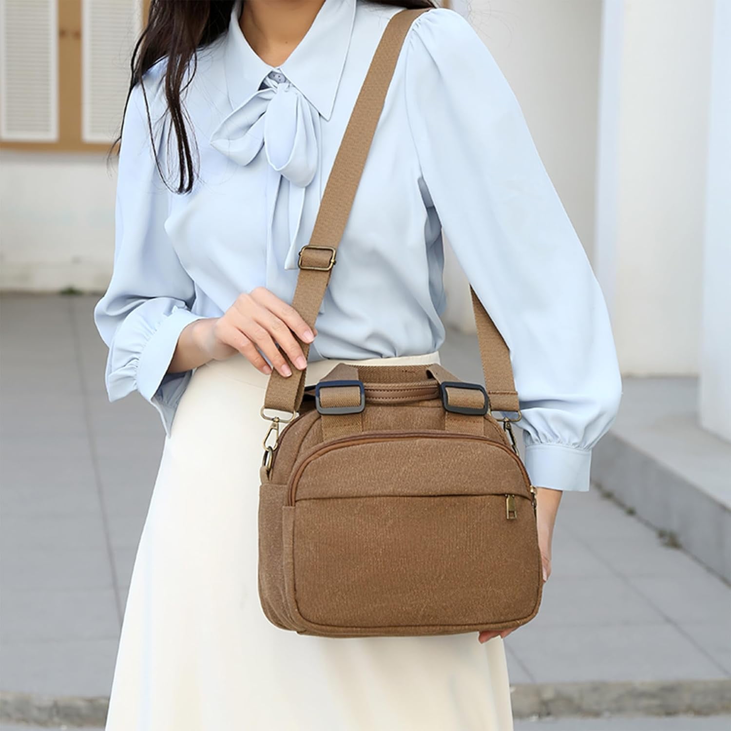 Small Canvas Crossbody Bags for Women Practical Hobo Tote Top-handle Handbag Multi Compartment Casual Going Out Satchel