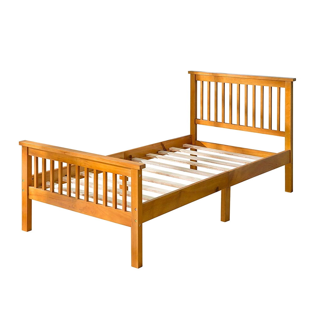 Private Jungle Sale Twin Size Wood Platform Beds, Bed Frame with Headboard and Footboard, Oak Private Jungle Sale Twin Size Wood Platform Beds, Bed Frame with Headboard and Footboard, Oak