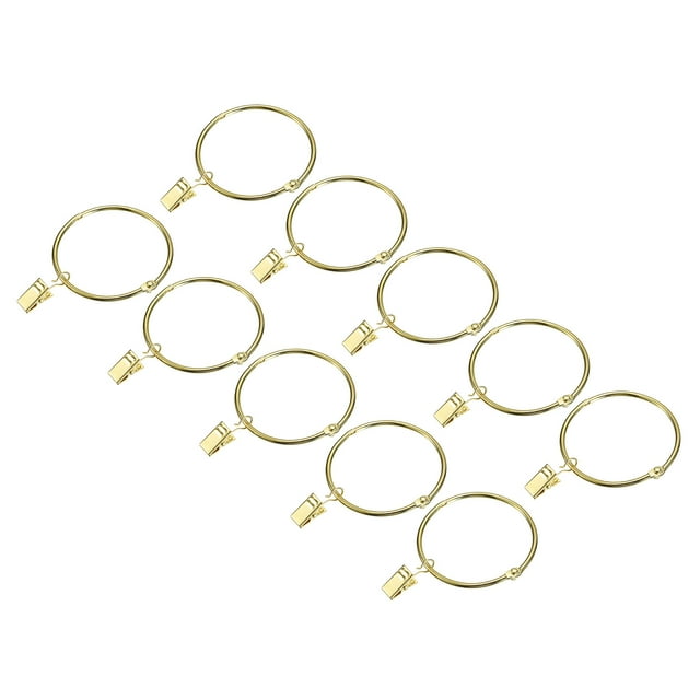 Unique Bargains Curtain Rings with Clips, 14pack Drapery Curtain Clip Rings, 2 Inch Curtain Clip Rings Hooks (Gold)