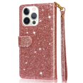thumbnail image 2 of Case for FOXDOCK iPhone 15 Pro Glitter Zipper Wallet Case with Short Hand Strap, 2 of 4