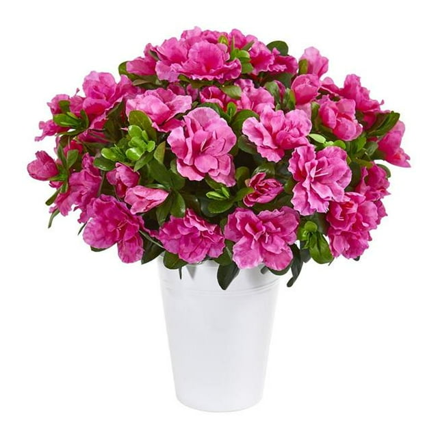 Nearly Natural 8434 Azalea Artificial Plant in White Planter