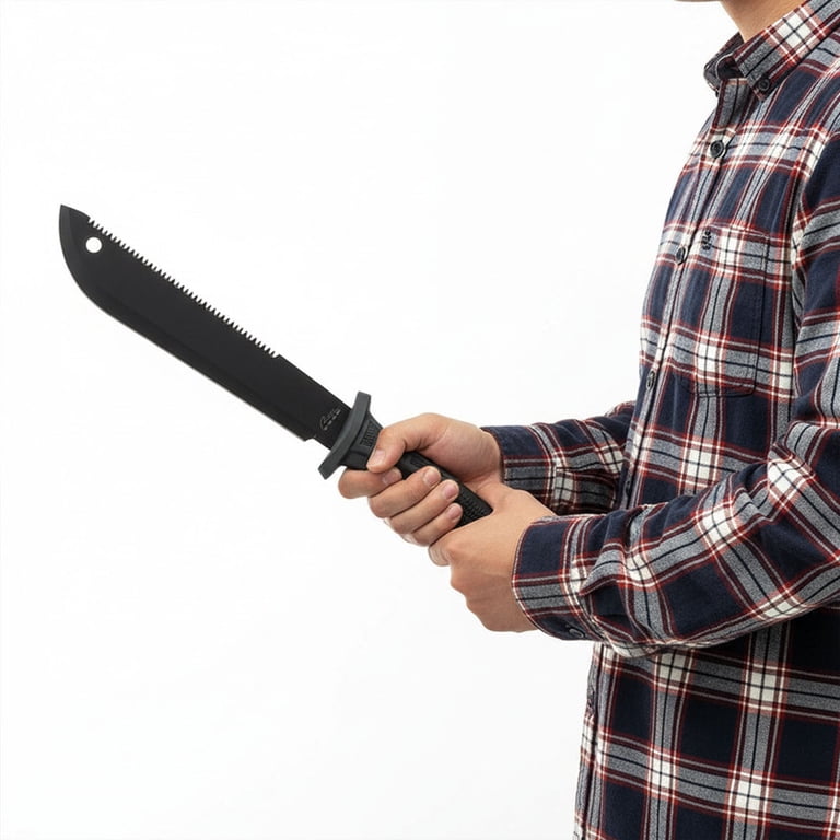 Szco Supplies 15.25" Sawback Machete With Rubberized Handle & Nylon Sheath - Survival Tool