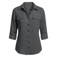 thumbnail image 3 of Womens Cotton Linen Button Down Shirts Loose Fit Long Sleeve Collared Blouse 2026 Astylish Women Button Down Shirts Casual Long Sleeve V Neck Top(Grey,M), 3 of 3