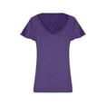 thumbnail image 5 of DYMADE Women Chevron V-Neck Patchwork Summer Short Sleeve Tunic T-Shirt, 5 of 7