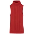 thumbnail image 5 of Socal Look Women's Sleeveless Turtleneck Sweater Top in Stretchable Viscose Blend Bright Red, M, 5 of 6