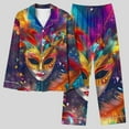 thumbnail image 2 of Moxiu Mardi Gras Pajamas for Women 2025 Loungrwear Set Festivel Long Sleeve Button Down Shirts Pant Carnival Holiday Pjs Sleepwear Multicolor,L, 2 of 5