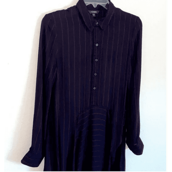 Express Midi Wrap Shirt Striped Long Sleeve Dress