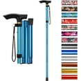 thumbnail image 1 of SupreGear Adjustable Folding Cane with T-Handle, 5 Height Levels, Blue, Stability Strap, 1 of 7