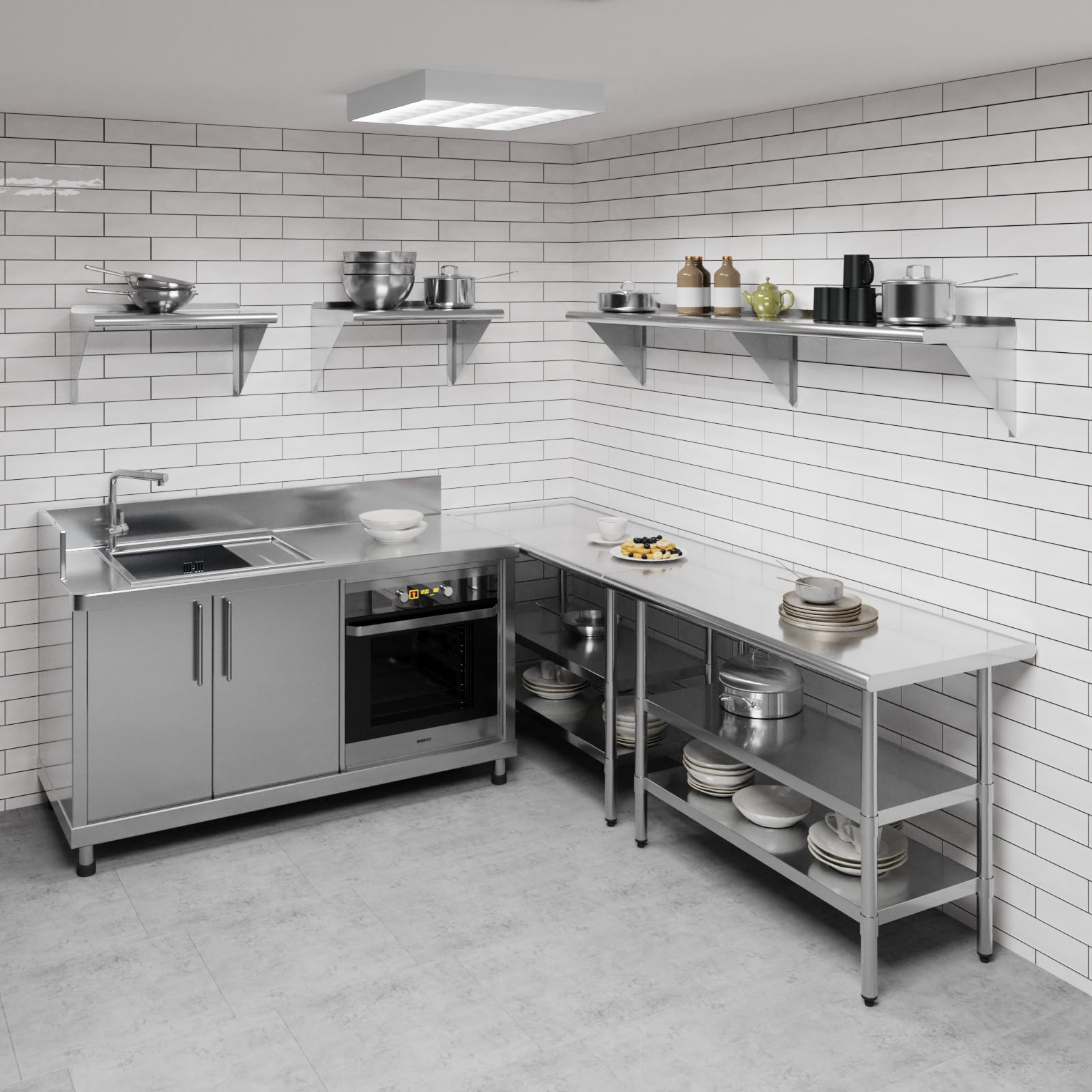 AmGood 14 in. x 72 in. Stainless Steel Wall Shelf | NSF Certified | Appliance & Equipment Metal Shelving | Kitchen, Restaurant, Garage, Laundry, Utility Room