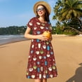 thumbnail image 3 of Easygdp Coffee Cups para Vestido Transpirable de Mujer, Vestido Suelto de Manga Corta con Pliegues y Bolsillos para el Verano, 3 of 5
