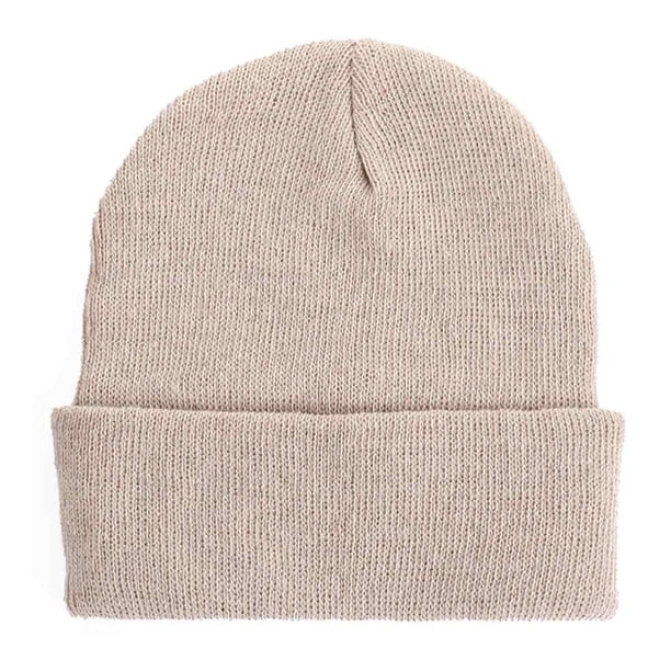 Gorro de punto para mujer Gorro de invierno acrílico para mujer Gorro de punto unisex con puños suaves y cálidos