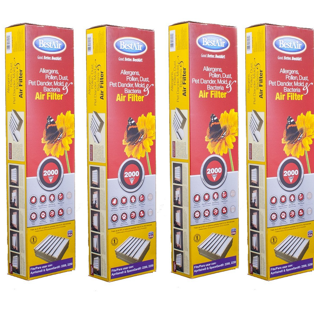 4Pack Aprilaire SpaceGard Air Filter Replacement for 201 Model 2200