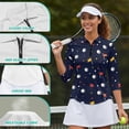 thumbnail image 6 of Uorisanigo Cute Golf Ball Womens Moisture Wicking Casual Tennis Activewear Fashionable Versatile Long Sleeve Golf Polo Shirts Comfortable Stylish Zip Up Collar Athletic Tops Size M, 6 of 7