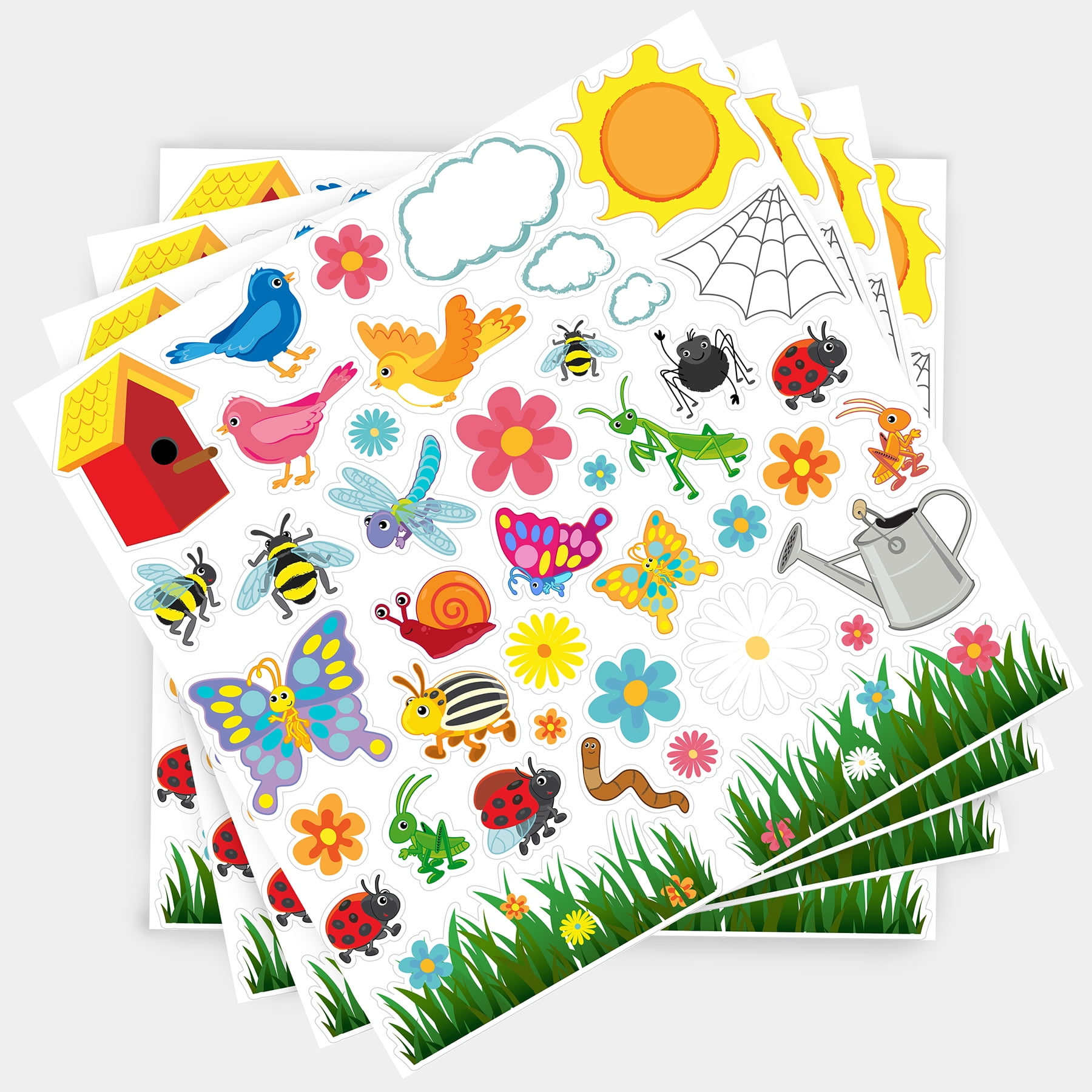 READY 2 LEARN Foam Stickers, Garden, 168 Per Pack, 3 Packs