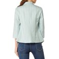 thumbnail image 3 of MODA NOVA Juniors Striped 3/4 Sleeves Open Front Blazer Green XL, 3 of 5