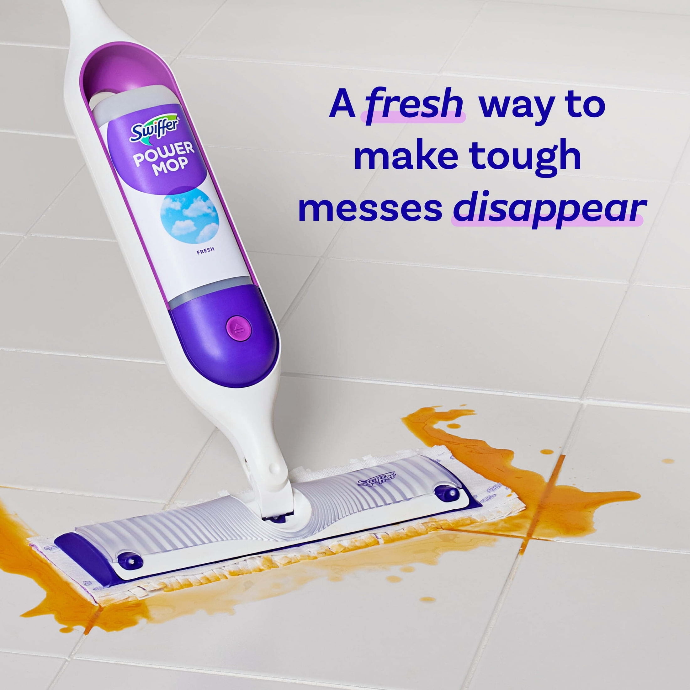 (3 pack) Swiffer Power Mop Refill Solution, Tile, Vinyl, Laminate, Wood, Floor Cleaner, Fresh, 25.3 fl oz