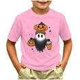 thumbnail image 2 of larppty Halloween Outfit Toddler Boy Girl Pumpkin Ghost T-Shirt Kids Ghost Graphic Shirt Spooky Season Pullover Fall Tops (Pink,18-24 Months), 2 of 5
