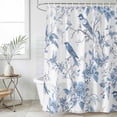 thumbnail image 6 of White Blue Spring Floral Shower Curtain Set - 72" x 78" Washable Bathtub Curtain with 12 Hooks, Summer Birds Botanical Waterproof Fabric Stall Shower Curtains for Bathroom/Bathtub Décor, 6 of 6