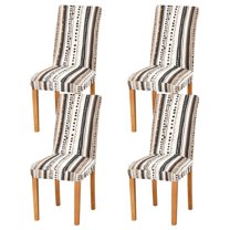 Yayeee 4 Pack Dining Chair Covers Stretch Parson Chairs Slipcovers Seat Protector, Brown Abstract Stripes
